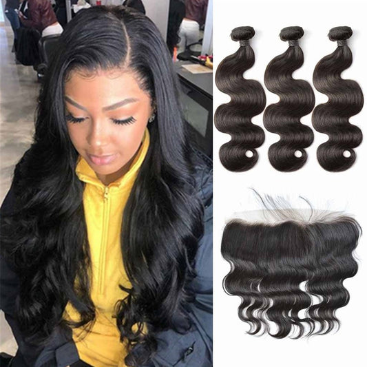 Brazilian Body Wave 3 Bundle & HD Lace Frontal